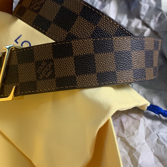 Louis Vuitton Men's Classic Checkerboard Gold Buckle Belt - Picture 2 of 6
